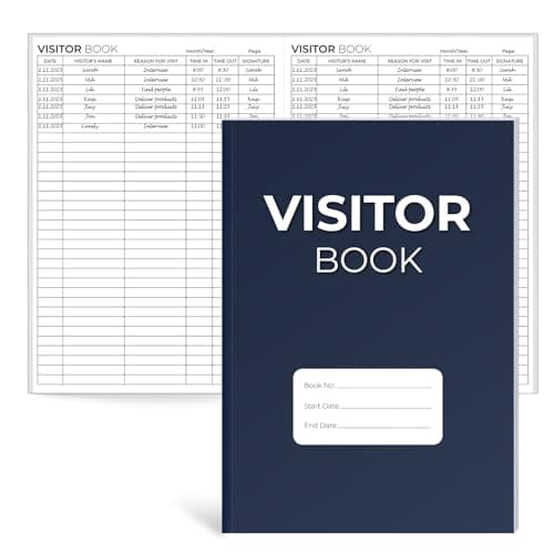 Image of 1 Pcs Visitor Log Book A4 Visitors Book Sign in and Out 64 Pages Address Book Hardback Guest BookFor Business Offices School Tracking 2112 Entries Blue