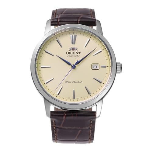 Image of Orient Contemporary Symphony III - RA-AC0F16S Men's Automatic Manual Winding Mechanical Casual Brown Leather Strap Stainless Steel Case Analogue Dial Yellow