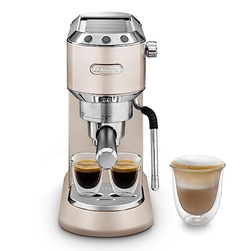 Image of De'Longhi Dedica Arte EC885.​BG, Traditional Barista Pump Espresso Machine, Manual Coffee Machine, My LatteArt Steam Wand, Compact Design 15cm Wide, Fit Mug Up to 13cm, Beige