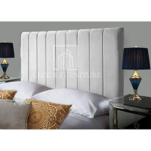 Image of Portland Handmade Headboard Divan Bed Headboard | Plush Velvet Headboards for 4ft6 Double Size Bed | Elegant design with wooden material headboards for beds (Silver, 4ft6 Double Height-36inch)