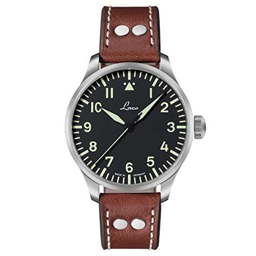 Image of Laco 1925 Men's Automatic Watch with Black Dial Analogue Display and Brown Leather Strap 861688