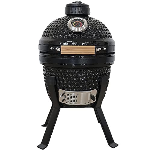 Image of Kamado Bono Professional Ceramic Picnic Barbecue with Floor Stand, Portable Charcoal Barbecue, for up to 3 People, Diameter 32 cm, Black