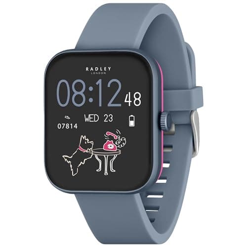 Image of RADLEY Series 32 Smart Watch for Women with Bluetooth Call, Health Fitness Tracker, 1.80”, Heart Rate, Sleep tracking, Blue Silicone Strap, IP68 Waterproof
