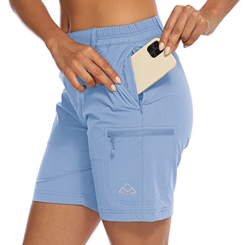 Image of donhobo Women's Walking Hiking Shorts, Ladies Summer Cargo Shorts Lightweight Quick Dry Outdoor Casual Stretch Shorts Trousers with Zipped Pockets Purple M