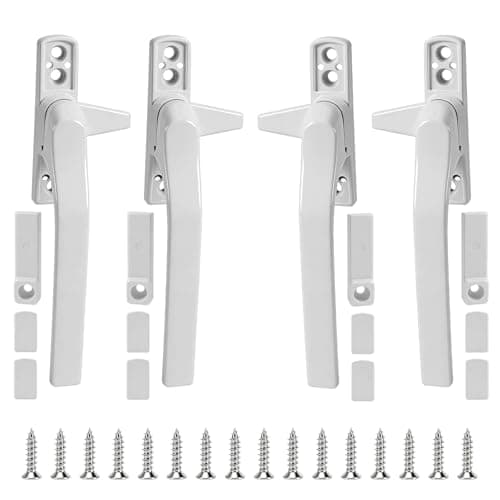 Image of YAOSHENGUP 4 PCS Window Handles, UPVC Window Handle, Window Handle Replacement, Key Locking, Double Glazing Window Handles, Right/Left Handles for Windows and Sliding Doors, Easy Installation (White)