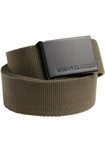 Image of Urban Classics Unisex Canvas Belt Black Belt, Olive/black, One size