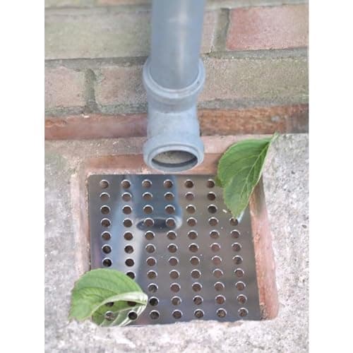 Image of Lime Shop 2-Pack 15x15 Centimeter Rustproof Stainless Steel Swirl Drain Covers - Hopper Lids - Outdoor Drain Cover - Metal Drain Covers Outdoor