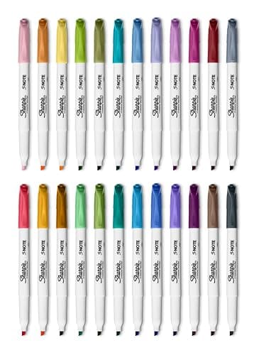 Image of Sharpie S-Note Creative Art Markers Highlighters | For Colouring, Drawing, Writing, Highlighting | 2-In-1 Tip | Pack of 24 Assorted Pastel Colours