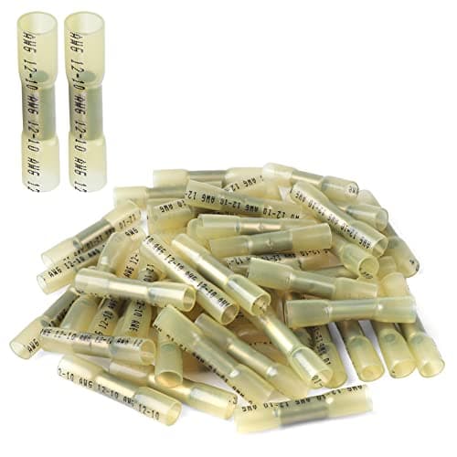 Image of Heat Shrink Butt Connectors, 250Pcs 12-10 AWG Yellow Insulated Waterproof Electrical Wire Connectors Automotive Marine Grade Wire Crimp Terminals Butt Splices, Ideal for Boat, Truck, Stereo - Yellow
