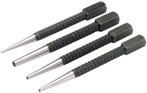 Image of Draper 4 Piece Set of Cupped Nailsets | 1.5 to 5.0mm Marking Tools | Knurled Body Tool | Polished Ends | 35480