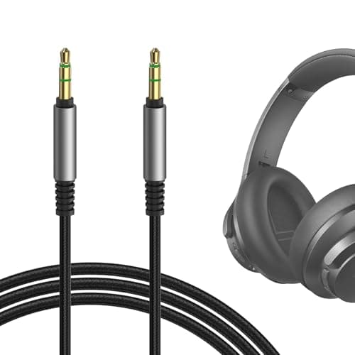 Image of GEEKRIA Audio Cable Compatible with Anker Soundcore Space One Pro, H30i, Space One, Q20i, Space Q45, Life Q35, Life Q30 Cable, 3.5mm Braided Nylon Replacement Stereo Cord (4 ft/1.2 m)
