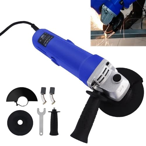 Image of Qimu Electric Angle Grinder 900W Corded Electric Angle Grinder 115mm Disc 4.5 inch Grinding Tool 12000 RPM with Auxiliary Handle, Wheel Guard and Wheel Disc for Metal, Tile, Cutting, Grinding