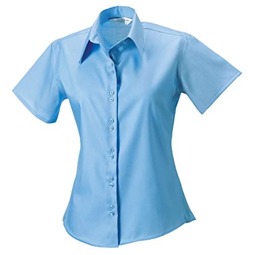 Image of Russell Collection Ladies/Womens Short Sleeve Ultimate Non-Iron Shirt (XS) (Bright Sky)