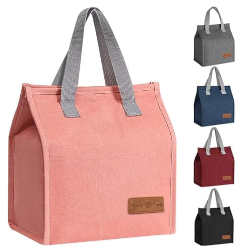 Image of lmytdo Lunch Bags for Women Men, Portable Insulated Lunch Bag Water-Resistant Leak-Proof Lunch Box Tote Bag for Kids Girls Boys Adults, Thermal Cooler Bag for Work School Picnic Travel (Pink)