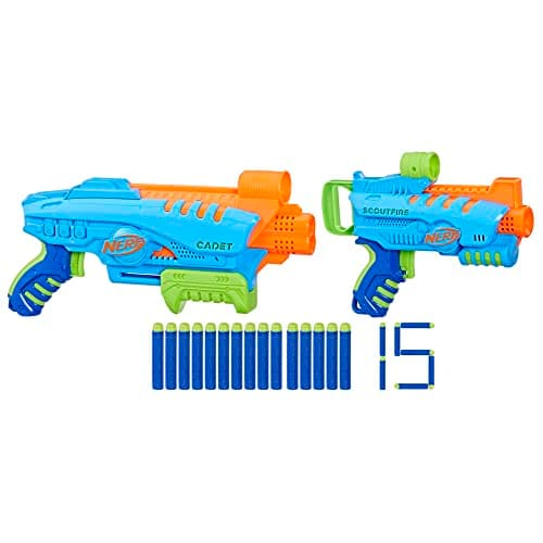 Image of Nerf Elite Jr Ultimate Starter Set, 2 Easy Play Toy Foam Blasters, 15 Nerf Elite Darts, 2 Targets, Kids Outdoor Games