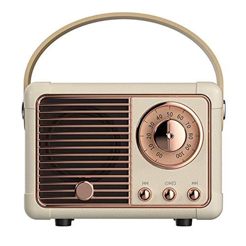 Image of Luckyu Retro Bluetooth Speaker, Vintage Speaker with Old Fashioned Classic Style,Loud Volume, Bluetooth 5.0 Wireless Connection, Support TF Card, U Disk and AUX Audio Input (White)