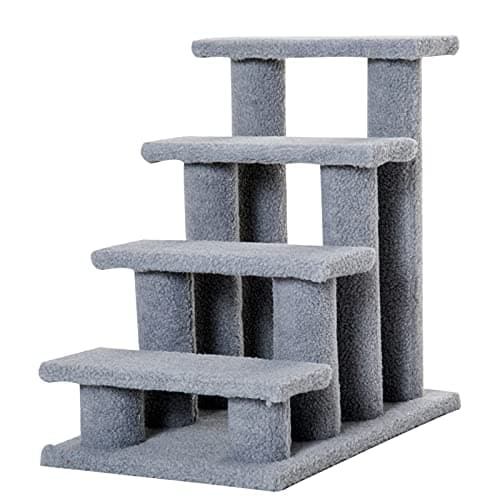 Image of PawHut Dog Steps for Bed 4 Step Pet Stairs for Sofa Dog Cat Climb Ladder 63x43x60 cm Grey