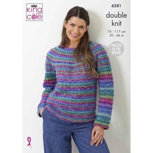 Image of King Cole Ladies Double Knitting Pattern Womens Knit in The Round Sweaters (6281)