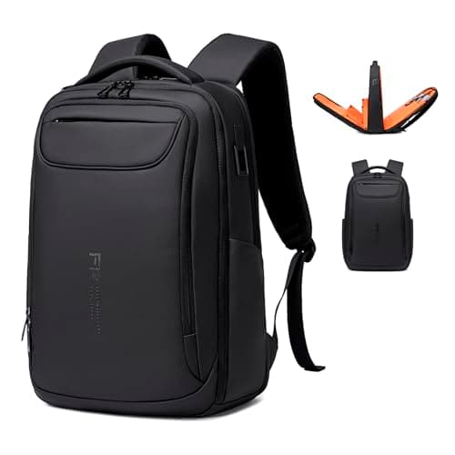Image of FENRUIEN Business Laptop Backpack for Men 15.6 Inch Water Resistant Rucksack with USB Charging Port, Anti-Theft Computer Bag Daypack for Work & Travel (Black)