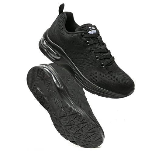Image of Womens Trainers Outdoor Running Shoes Air Cushion Athletic Walking Shoes Ladies Sneakers Breathable Mesh Sport Shoes Lightweight Tennis Shoes Workout Casual Jogging Shoes Black
