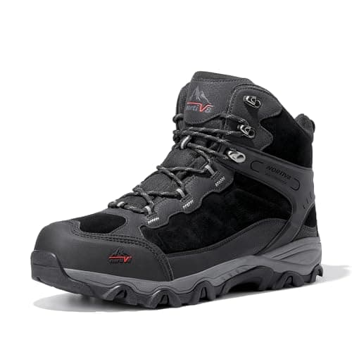 Image of NORTIV 8 Men's Waterproof Hiking Boots Outdoor Mid Trekking Backpacking Mountaineering Shoes,Size 10,Black-W,JS19004M-W