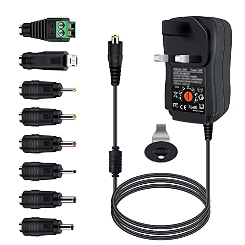 Image of 30W Universal Power Adapter, Dalugo 3V 4.5V 5V 6V 7.5V 9V 12V 2A AC/DC Switching Power Supply Charger with 8 Adaptor Tips for 3V-12V Household Electronics,Led Strip,Speakers,TV Box and More Devices