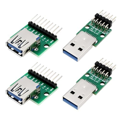 Image of VGOL 4Pcs USB3.0 Male and Female Converter Board 2.54mm Pitch Adapter 9Pin 10Pin DIP Converter Breakout Board for DIY USB Power Supply 24.5x20mm/16x18mm