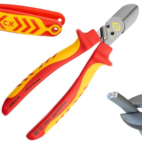 Image of C.K RedLine 2025 Edition VDE CombiCutter 1 MAX, 180mm German Electrical Wire Cable Side Cutter, Screw Shear, Lanyard Ready Heavy Duty Croppers for Electrician, Electricians Snips, CK Tools T39081A 180