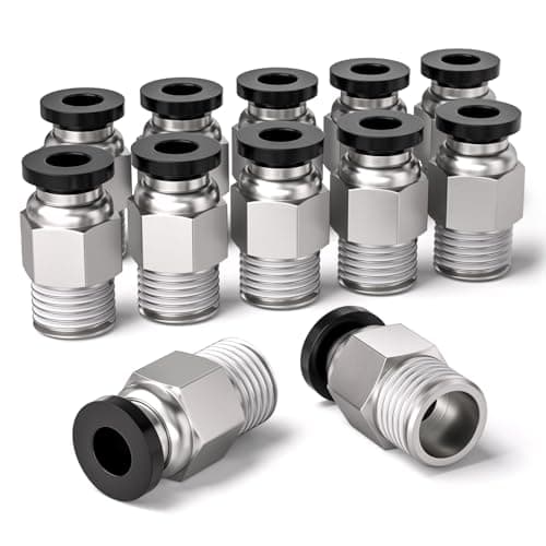 Image of Bwintech 12 Pcs 10mm Tubing OD x 1/4" Male BSP Thread Straight Push in Connect Pneumatic Fitting,PC10-02 Quick Release Air Line Adapter