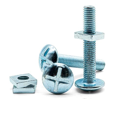 Image of Hippo Hardware M6 (6mm X 60mm) Roofing Bolts with Square Nuts Cross Slotted Mushroom Head Bright Zinc Plated Bolt (Pack of 5)