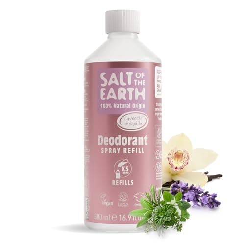 Image of Salt of the Earth - Natural Deodorant Spray Refill - Lavender & Vanilla - 100% Natural Origin Ingredients - Vegan - Suitable for Men, Women & Children - 500ml