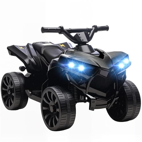 Image of AIYAPLAY 6V Electric Ride on Car, Kids ATV 4 Wheeler with Music and LED Headlights, Indoor Outdoor Toy Car for Ages 3-6 Years Boys and Girls, Black