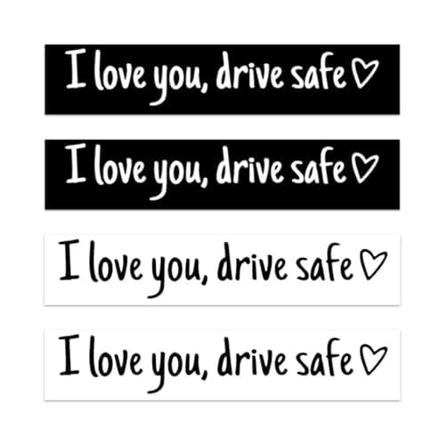 Image of EIDUOVA Pack of 4 Stickers I Love You Drive Safe, Car Sticker Mirror Exterior I Love You, 11 x 2 cm Vinyl Sticker Waterproof for Car Mirror