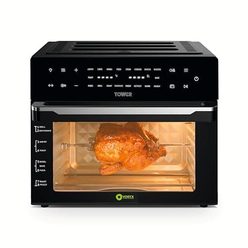Image of Tower Vortx Platinum Xpress Digital Air Fryer Oven with Vizion Viewing Window, 18 Cooking Options, 2 Hour Timer, 1800W, Black, T17122