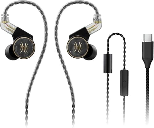 Image of OneOdio Master1 in Ear Monitors 1BA 1DD 10mm Dynamic driver, HiFi Wired Earbuds, Gaming Earbuds, Hybrid IEM Earphones with Detachable Cable for Singer Musician DJ Stage Church (Type C)