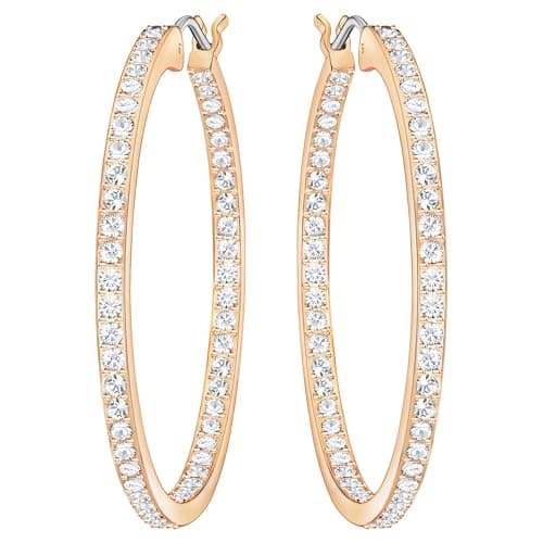 Image of Swarovski Sommerset hoop earrings, White, Rose gold-tone plated