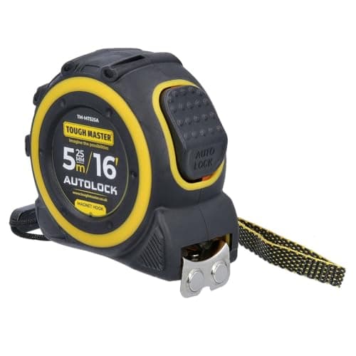 Image of TOUGH MASTER Autolock Measuring Tape 5M, Sturdy Metric Tape Measure with Class II Accuracy, Nylon-Coated Steel Blade, Magnetic Ended Hook, Rubber Grip for Home DIY & Industrial Use (1)