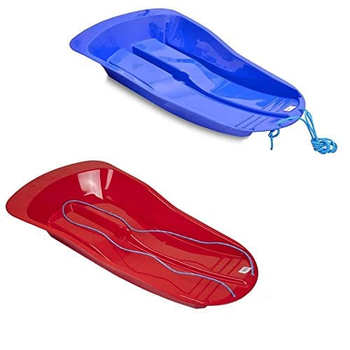 Image of BARGAINGALORE KIDS ADULTS LARGE HEAVY DUTY SNOW SLEDGE DELTA SLEIGH ROPE PLASTIC SKI XMAS NEW (1 X BLUE)