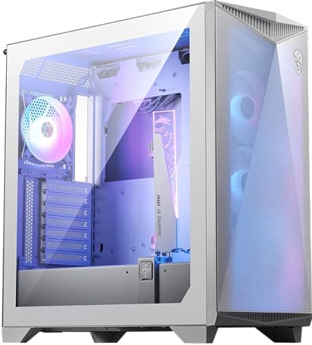 Image of MSI MPG GUNGNIR 300R AIRFLOW WHITE Mid-Tower PC Case - E-ATX Capacity, 4 x 120mm ARGB Fans with Hub Controller, Vertical GPU Support & Stand, Dust Filters, Cable Routing, USB Type-C (20Gbps)