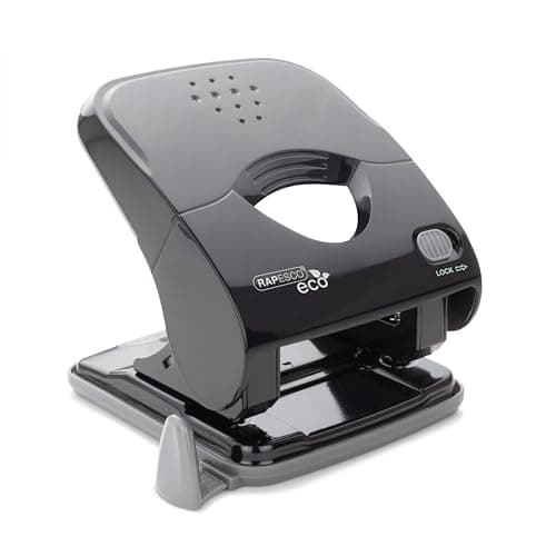 Image of Rapesco 1525 ECO X5-40ps Less Effort 2 Hole Punch, 40 Sheet Capacity, Black