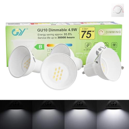 Image of GY Dimmable GU10 Cool White LED Bulb, 4.9W 790LM 6500K High Energy Efficient Light Bulbs,Equivalent to 75W,120° Beam Angle,5-Pack