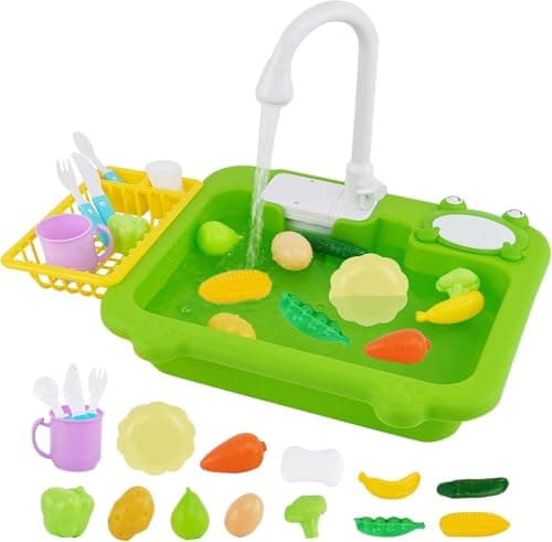 Image of Kitchen Sink Toys with Running Water, Playing Dishwasher Toy with Automatic Water, Pretend Play Toy for Boys Girls Kids Toddler