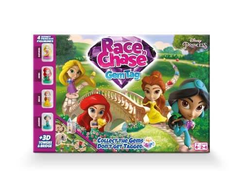 Image of Disney Princess Race N Chase Board Game, 4 x Princess Play Pieces Included, Belle, Ariel, Rapunzel & Jasmine, Great Gift for Children, Age 4+