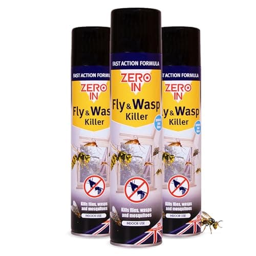Image of Zero In Fly & Wasp Killer – Fly Spray for the Home - Fast-Acting Aerosol Surface Treatment for Immediate Results - Kills Insects on Contact - Long-Lasting Protection - 300ml x3