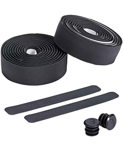 Image of BBB Cycling Bike Handlebar Tape Road Bike, Diamond Pattern For Strong Grip, Shock Absorption, Includes Handlebar Plugs, FlexRibbon BHT-14, Black