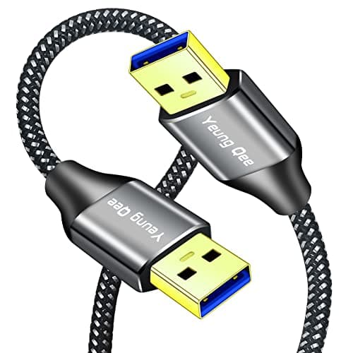 Image of Yeung Qee USB 3.0 A to A Male Cable 2M, SuperSpeed Braided USB A Male to Male Data Cable Double End Cord Connector for Hard Drive Enclosures, DVD Player, Laptop Cooler (2M/6FT)