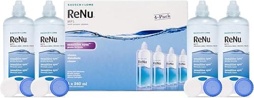 Image of ReNu Multi Purpose Contact Lens Solution 4 x 240ml - Soft Contact Lenses for Comfortable Wear - Gentle on Sensitive Eyes - Clean, Disinfect, Rinse, Lubricate and Store your Lenses - Lens Case Included