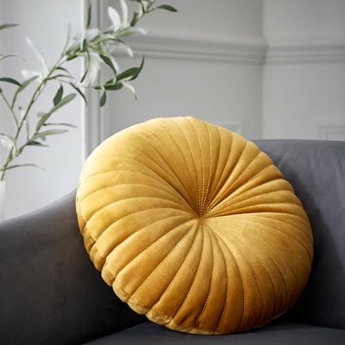 Image of Catherine Lansfield Round Cushion Soft Touch 40x40cm Cushion Mustard