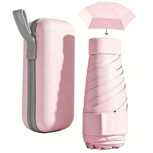 Image of Mini Folding Umbrellas Compact For Women handbag size,Windproof Strong,Lightweight Pocket Umbrella with Auto Open/Close,Portable Rain Sun UPF50+ UV ProtectionUmbrella,Fits Car & Backpack pink