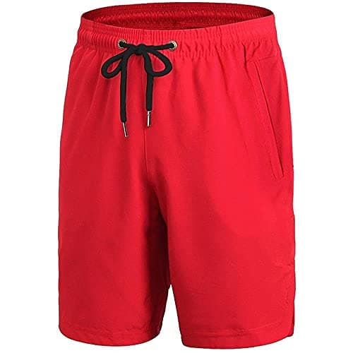 Image of Yuerlian Red Sports Shorts for Men Quick Dry Running Workout Shorts Classic Fit Gym Training Summer Short with Pockets